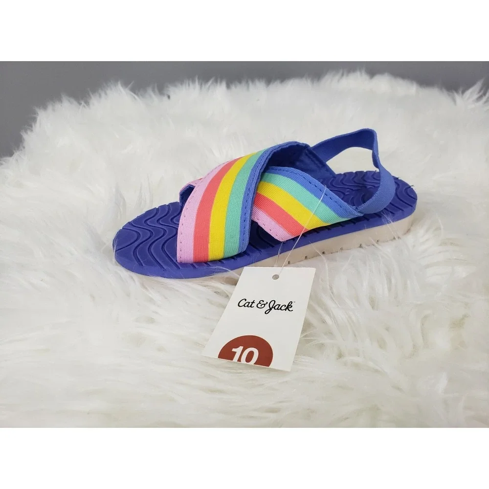 NEW Cat & Jack Multi Color Wallis Rainbow Sling back Sandals Girls Toddler sz 10